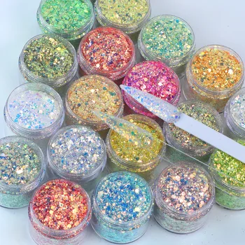 Tırnak Holografik Glitter Sanat Glitter Toz Lazer Bukalemun Köpüklü Akrilik Toz DIY Dekoratif Trim Sanat Aksesuarları Çivi