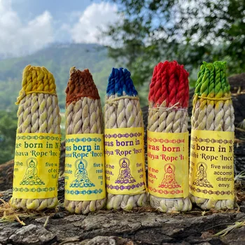 1 Paket Nepal El Yapımı Bitkisel Halat Tütsü Beş Bilgelik Buda Tütsü Himalayalar Doğal Otlar Meditasyon Yatıştırıcı Tütsü