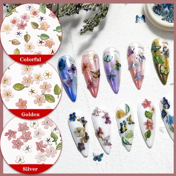 Yeni Tırnak Dekorasyon Odun Hamuru Kağıt Mini Renk Simülasyon Çiçek Kelebek Gevreği Parlak Renkli SequinsDIY Tırnak Dekorasyon Aracı