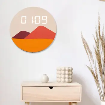 3D LED Sunrise duvar saati Aydınlık Ahşap Dijital Saat İskandinav Tarzı Ev Oturma Odası Dekor Yaratıcı Yatak Odası Sessiz Saatler
