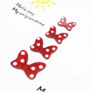 10 adet Sevimli Düzlemsel Reçine Kırmızı Polka Dot İlmek Charm DIY Takı / El Sanatları / Saç Tokası Scrapbooking Dekorasyon Aksesuarları