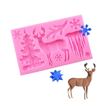 3D Noel Elk Geyik Silikon Kek Kalıbı Çikolata Fondan Reçine Kalıp DIY Kek Dekorasyon Mutfak Pişirme Araçları Aksesuarları