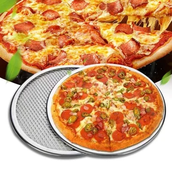 Pizza Pişirme Tepsisi Çok Amaçlı Gıda Sınıfı Alüminyum Alaşımlı Yuvarlak Pişirme Örgü Tava Ev için