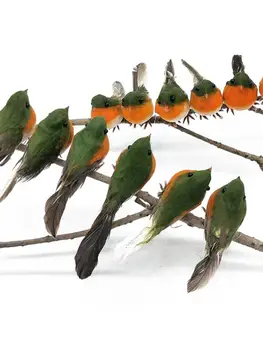 12 ADET Yapay Kuşlar Köpük Hayvan Simülasyon Sahte Tüy Kuşlar Modelleri Düğün ev bahçe dekorasyonu Yılbaşı Ağacı Süsleme