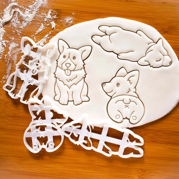 Çerez Kesiciler Kalıp Corgi Köpek Şekilli DIY Bisküvi Pişirme Aracı Sevimli Hayvan kurabiye damgası Çocuklar İçin Mutfak Bakeware