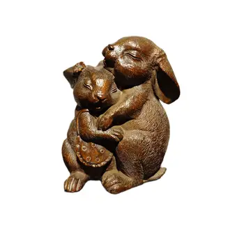vintage oyma ahşap sevimli Tavşan heykelcik ahşap Şimşir aşk dekor hediye heykel heykeli masası Çalışma hatıra